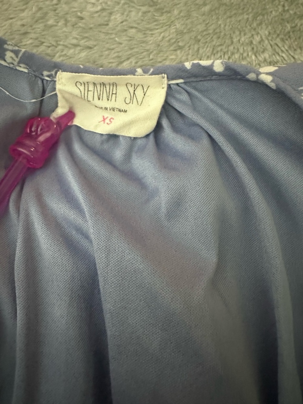 Sienna Sky Blue Floral V-Neck Tie-Waist Mini Dress - Picture 6 of 11